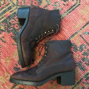 Vintage Lug Sole Lace Up Boots Brown 10